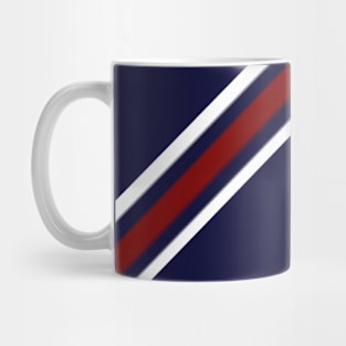 Hand-Drawn Retro Red & White Diagonal Stripes On Navy Mug